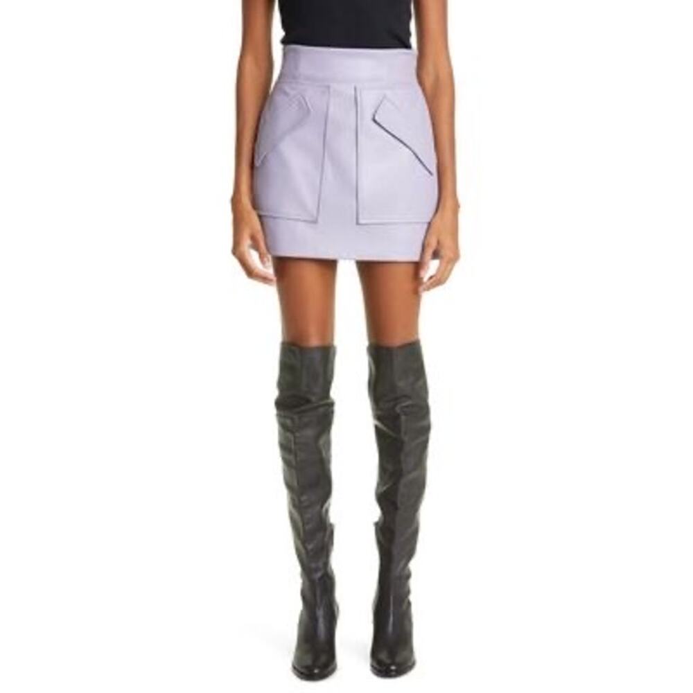 ANKVAS Periwinkle Cherry Faux Leather Mini Skirt Y2K Statement size XS